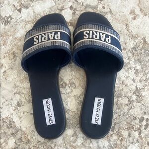 Steve Madden Dark Blue Slides with Paris Strap